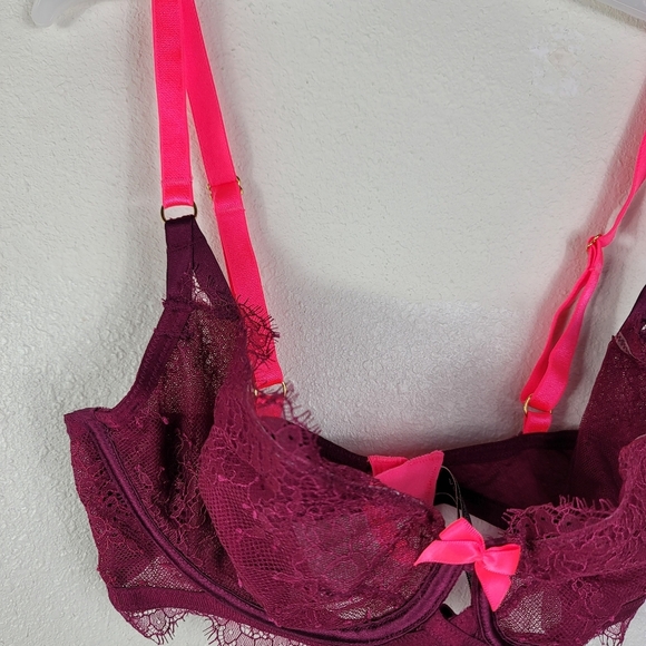 Victoria's Secret Very Sexy Unlined Demi Pink Lace Bra Sz 32DD - Picture 4 of 8